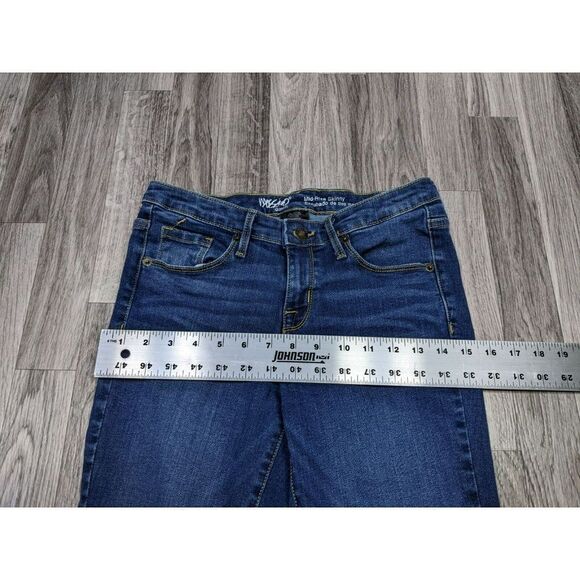 (3/$35) Mossimo Sz 2 R Power Stretch Mid Rise Skinny Whiskered Denim Blue Jeans - Picture 7 of 10